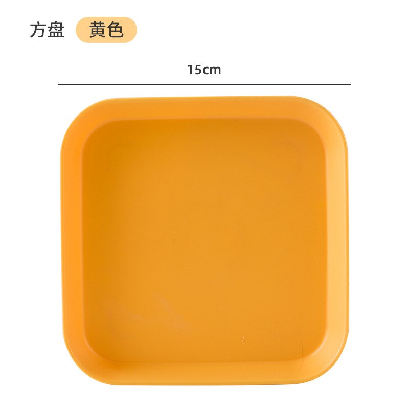 Spit Bone Dish Household Food Grade 6 Inch Plastic Spit Bone Dish Round Square Set Dining Table Garbage Plate: square yellow