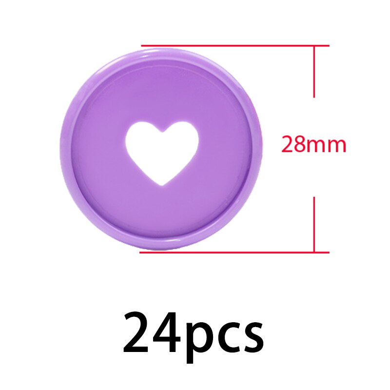 Discos de encuadernación de plástico para cuaderno, archivador de 28mm, coloridos, de , accesorio para álbum de recortes, 24 unidades: Purple-24pcs-28mm