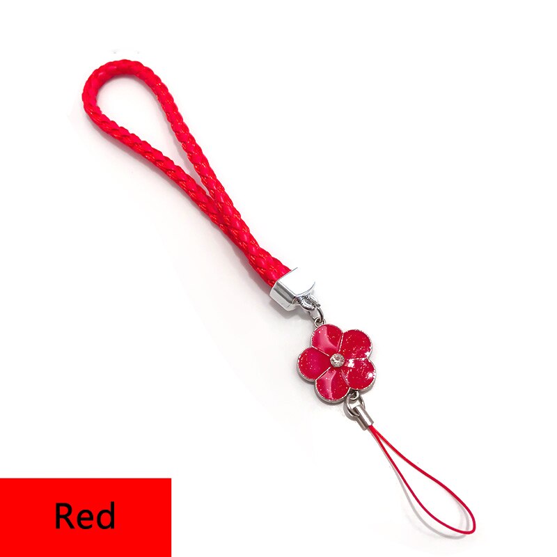 10 Colors Phone Braided Lanyard for Keys ID card USB stick Cell Phone Strap flower Weave rope Non-slip Short Lanyards Universal: Red