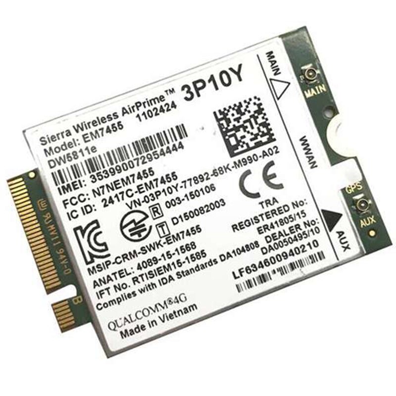 Sierra Wireless Airprime EM7455 DW5811E 3P10Y CAT6 4G Module for DELL E7270 E7470 E7370 E5570 E5470 Wireless FDD TDD