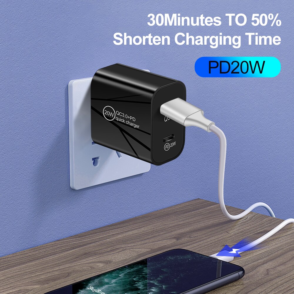 PD Quick Charge 3.0 Usb Fast Charger 20W Universal Wall Mobile Phone Tablet Chargers For Iphone 11 xiaomi Samsung Huawei charger