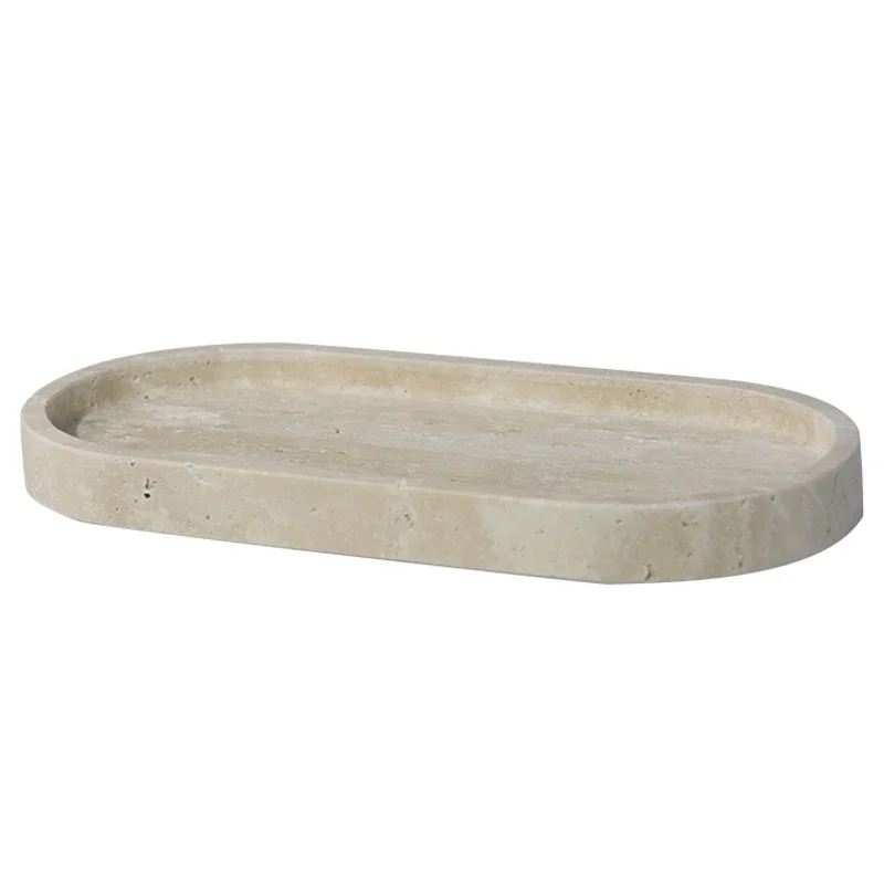Small Natural Marble Tray, Carving Oval Sundries Storage, Home Ornaments, Tray Storage, 25x12x2cm: light green