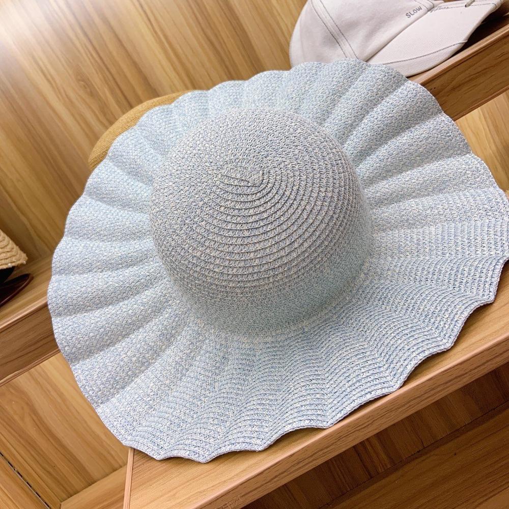 Breite Krempe Sonnenhut Hüte 15cm Papier Stroh Sommer Hüte für Frauen Damen UV Schützen Diskette Strand Hütte packbar Kentucky Derby Kleid Hütte