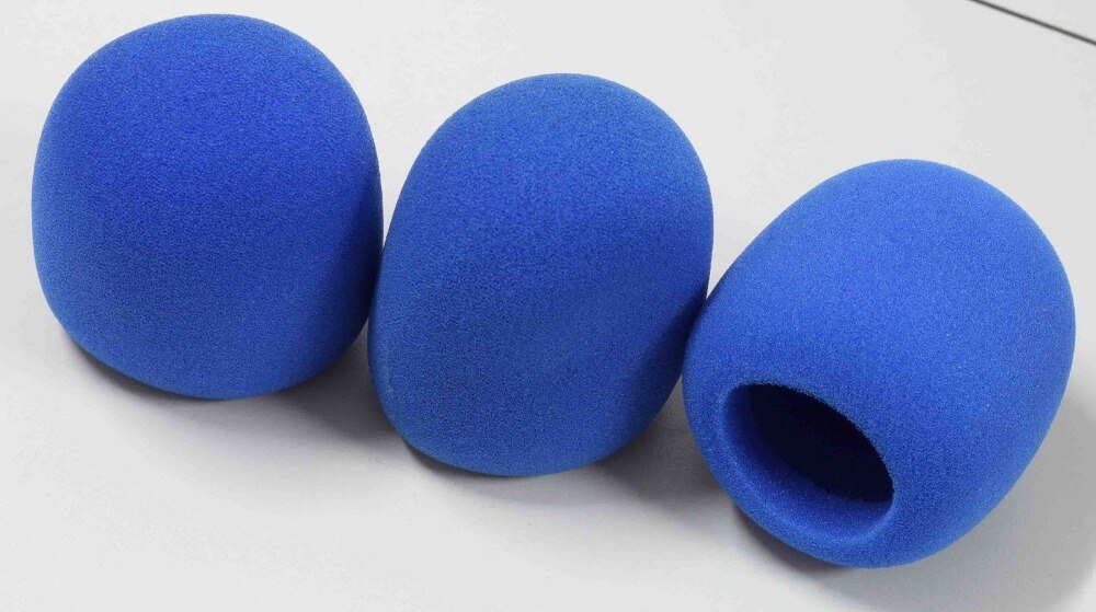 3pcs blue Microphone Windshield Wind Shield Sponge Foam Cover mic cover