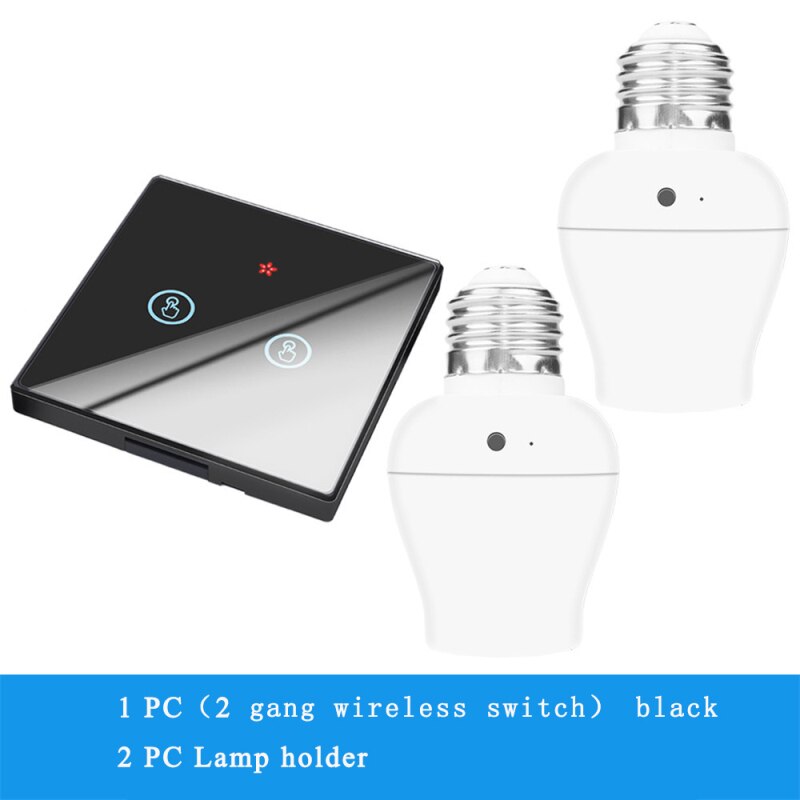 SMATRUL E26 E27 Lamp Holder Bulb Smart Switch Light Touch Wireless 1/2/3 Gang 433Mhz RF Remote Control Wall Panel Home 110V 220V