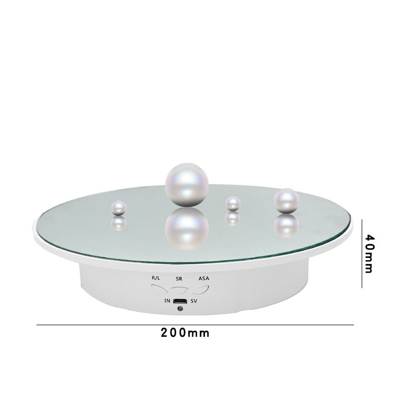 Rotating Display Stand - 20x20x4cm - Electric Turntable for Product Photography, Jewelry, Video Shooting: White mirror