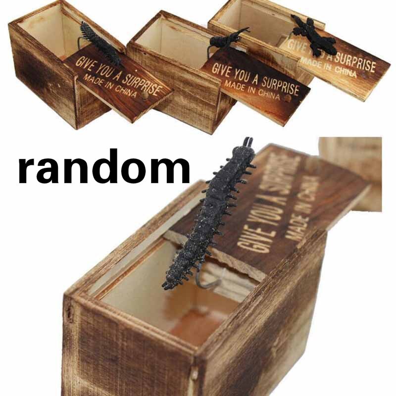 Funny Scare Box Wooden Prank Spider Hidden In Case Prank-Wooden Scarebox Interesting Novelty Play Trick Joke Toys Halloween: Default Title