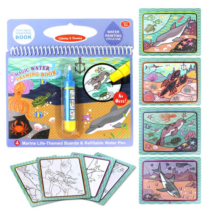 COOLPLAY Acqua Magica Disegno Libro Da Colorare Libro Libro di Doodle & Magic Pen Pittura Tavolo Da Disegno Per Bambini Giocattoli Regalo Di Compleanno: H Marine animal