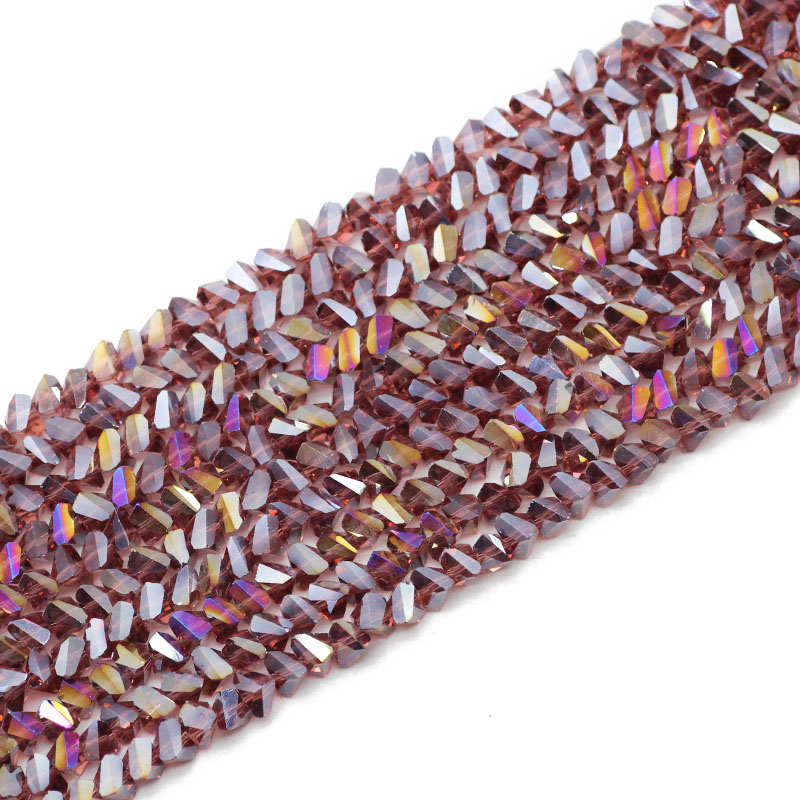 Cuentas de cristal austriaco triangulares de tetraedro, cuentas sueltas de vidrio para fabricación de pulseras de joyería, accesorios de bricolaje, , 6mm, 90 piezas: Morado