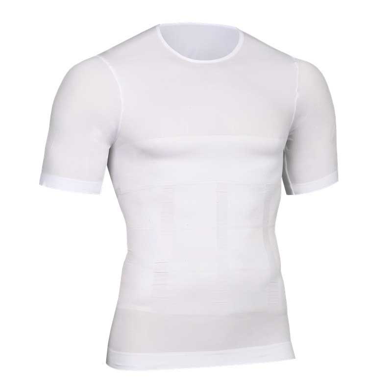 Mænd shapers ultra sweat termisk muskel skjorte neopren mave slim skede kvindelig korset mave bælte shapewear lynlås toppe vest  ny094: Hvid / Xl