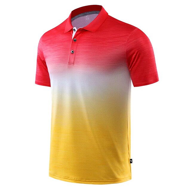 Golftröjor för män röd gul snabbtorkande sportträning kortärmad sportkläder dam golfkläder t-shirt för golf: Röd gul / S