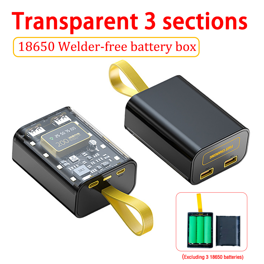 Portable 3x18650 Battery Charger Case DIY Power Bank Box Fast Charging Case With LED Light Batteries Charging Power Bank Shell