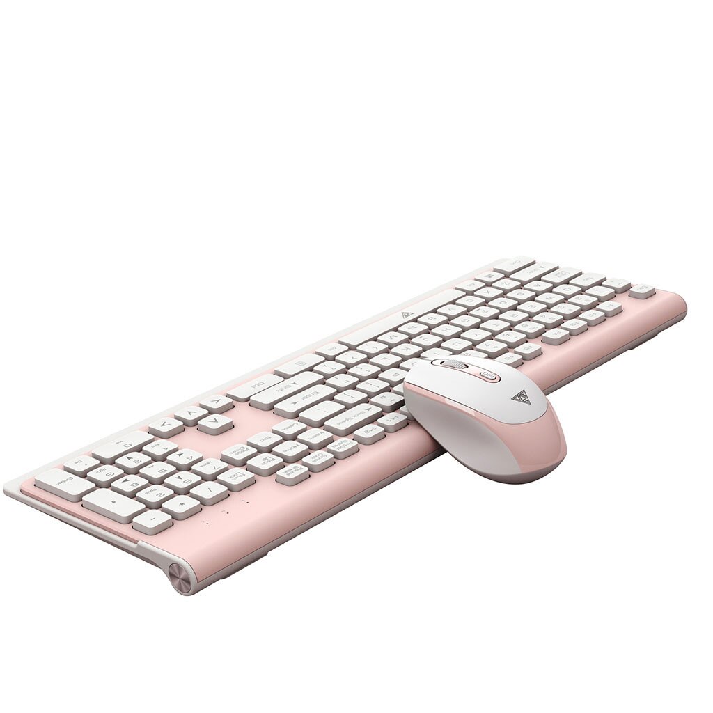 Teclado y ratón Mute inalámbricos de 2,4g, Mini teclado Multimedia de tamaño completo y conjunto de ratón para ordenador portátil, ordenador de sobremesa # zer: Pink 