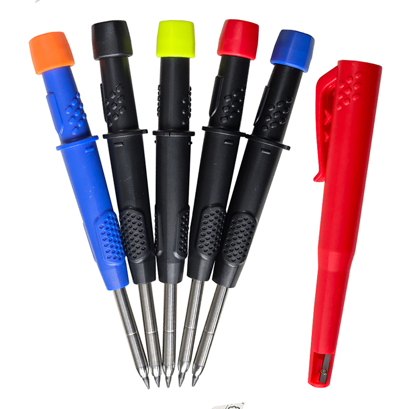 5 Colors 2.8mm Woodworking Automatic Pencil with Protective Cover Pencil Sharpener 2B Multi-Color Lead Deep Hole Marking Pen