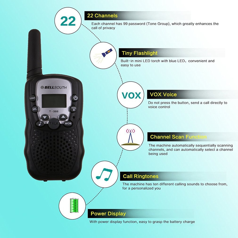 Tovejs radio mini talkie til børn barn walkie-talkie radio comunicador lommelygte display børn