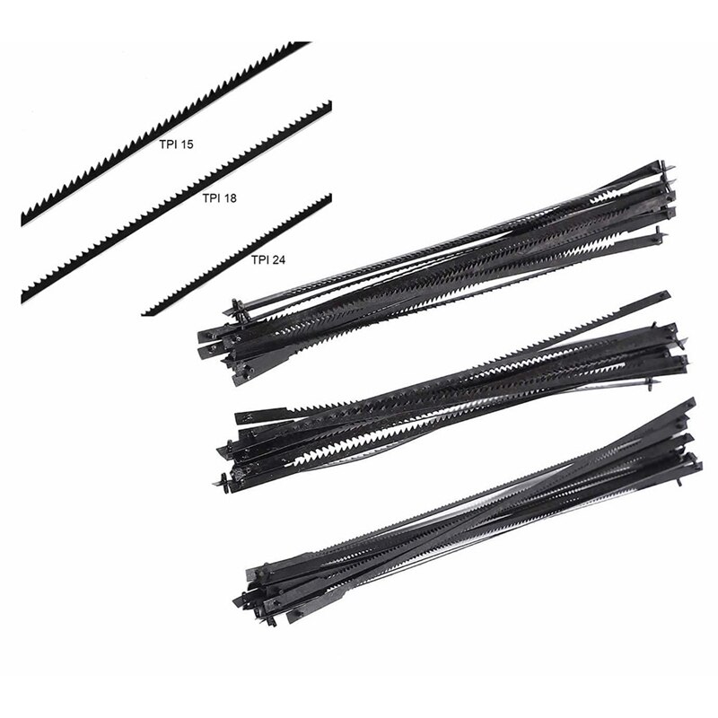 36Pcs Scroll Zaagbladen 127Mm Carbon Staal Decoupeerzaag Bladen Met Cross Pin 15/18/24 Tanden Standaard Fijne cut Zaagbladen