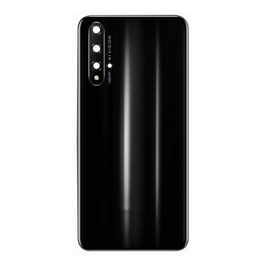 Zonder Logo Voor Huawei Honor 20 Batterij Cover Terug Glas Achterpaneel Behuizing Deur Case + Camera Lens Vervanging + sticker YAL-L21: Black With Lens