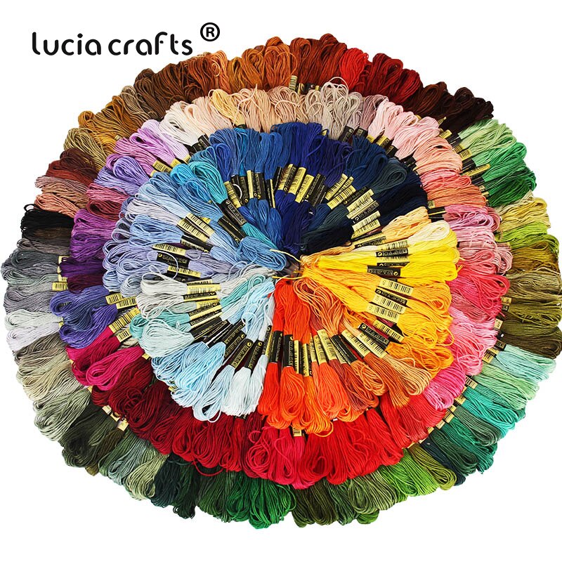 Lucia Crafts 8 Pcs/Lot Multicolor Thread Cross Stitch Cotton Sewing Skeins Embroidery Thread Kit DIY Sewing W0311