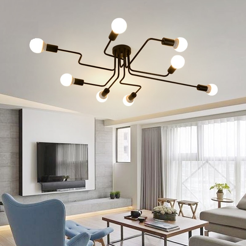 Led ljuskrona belysningsarmaturer lyster vintage led lampa industrikök vardagsrum svart avize modern plafonnier nattlampa