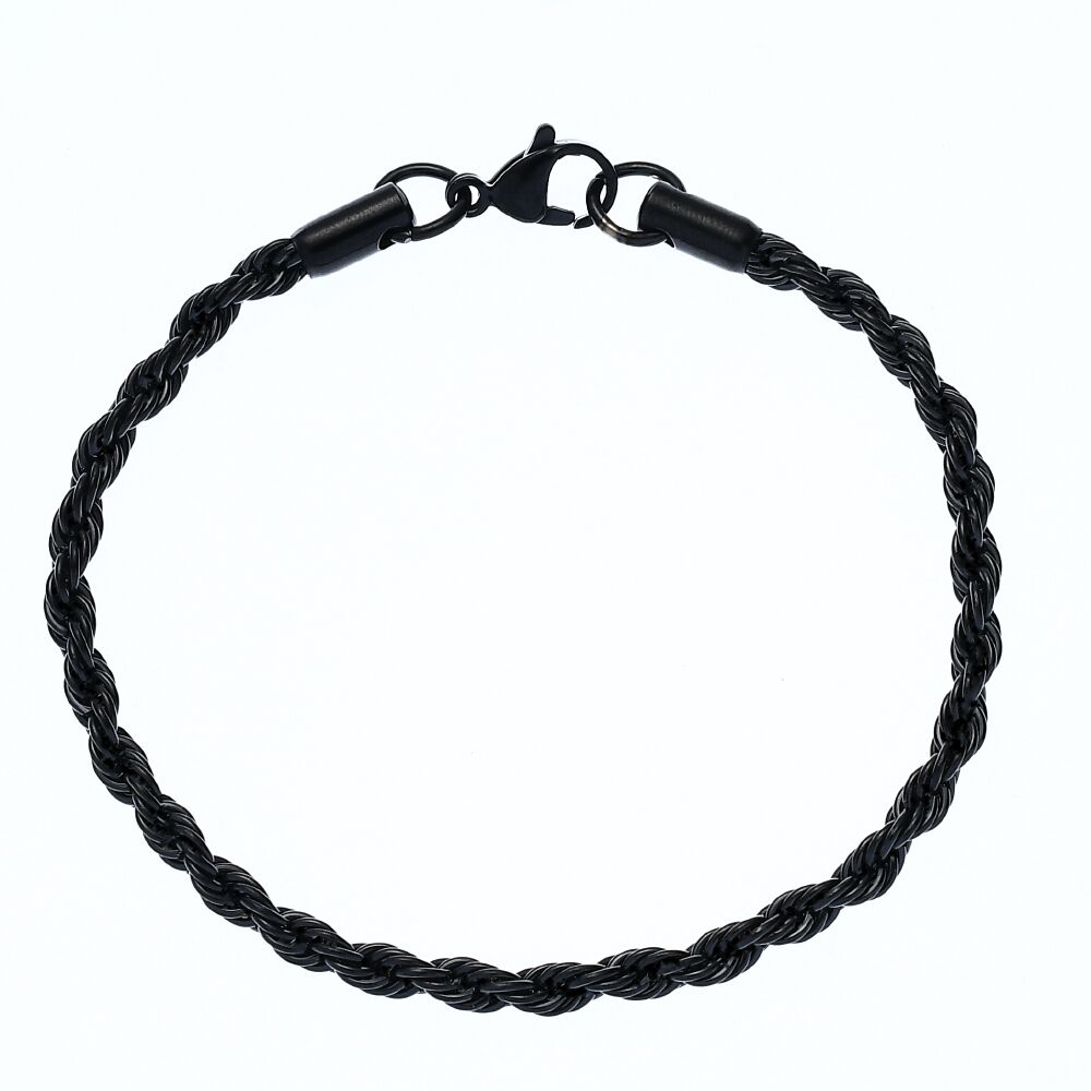 Preço de atacado 316l aço inoxidável banhado a ouro preto torcido corda corrente pulseira para homens e mulheres moda presente jóias: black