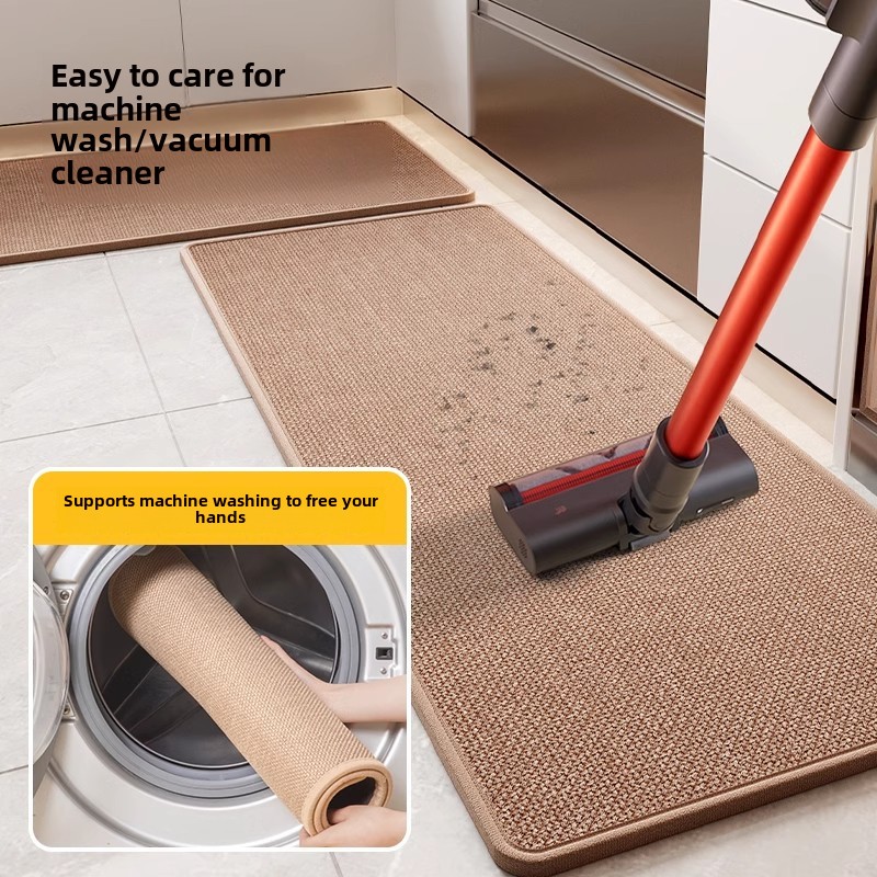 Tapis de cuisine en lin absorbant l'eau et l'huile, Polymères de sol longs, Anti-alde, Anti-chute, Entrée de portes, Coussin de pied