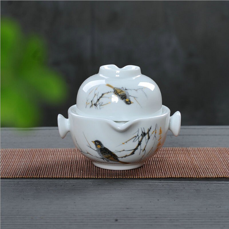 Tesæt kung fu keramik tesæt 1 kande 1 kop tekande gaiwan smuk og nem tekande elkedel: Lysegul