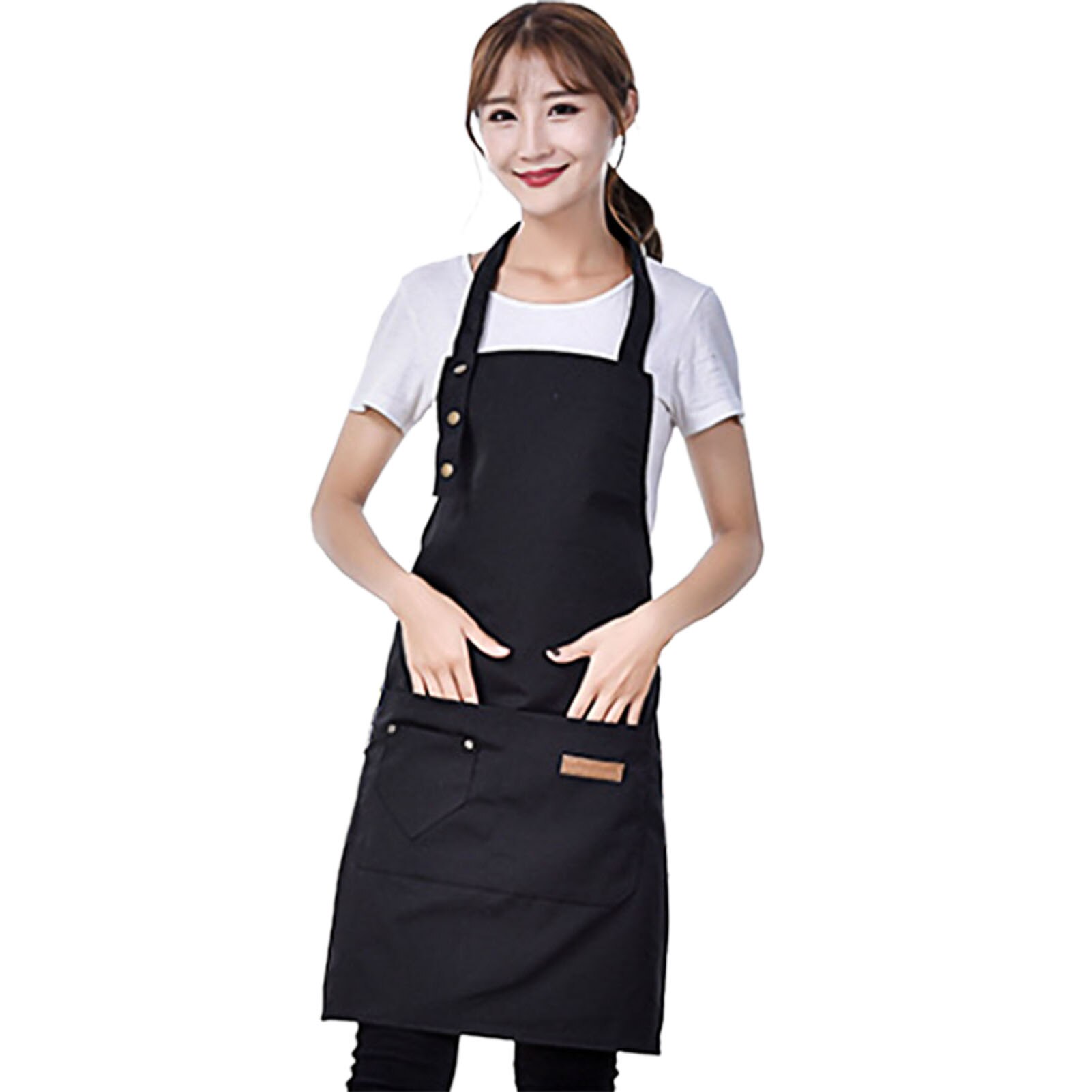 Unisex Sleeveless Aprons Adjustable Neck Strap Kitchen Cooking Aprons Restaurant Bakery Waiter Aprons Anti Oil Kitchen Aprons: black