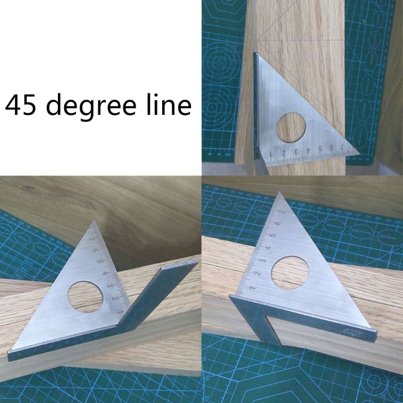 Multi-Zweck Edelstahl Holzbearbeitung Schreiber 45-Grad Winkel Lineal Holz Lineal Dreieck Quadrat T und Tri winkelmesser