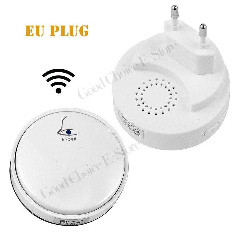 Wireless Cordless Doorbell Remote Door Bell Chime,One Button and Two Receivers,No need battery,Waterproof, EU/US/UK Plug