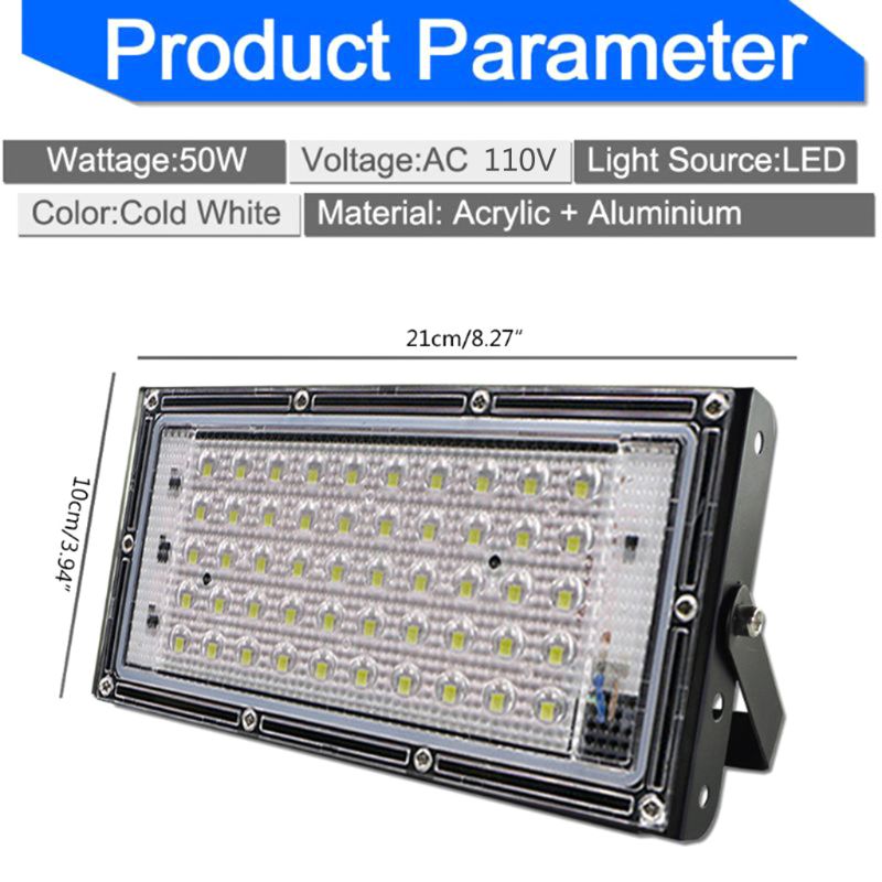 LED Floodlight Outdoor Spotlight 50W Wall Washer Lamp Reflector IP65 Waterproof Lighting Garden Flood Light 110V