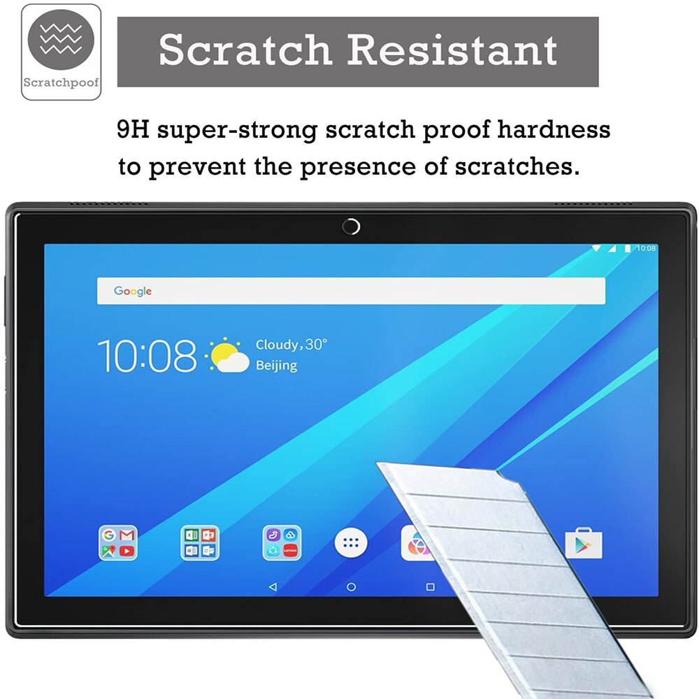 2Pcs Tempered Glass for Lenovo Tab E7 E10 M7 M8 M10 TB-X605F/M10 FHD PLUS 10.3 inch Full Cover Protective Screen Protector Film