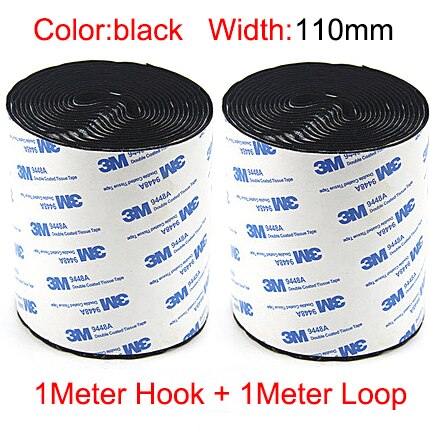 1Meter/Pairs Strong Self adhesive Hook and Loop Fastener Tape nylon sticker Hook adhesive with Glue for DIY 20/25/30/38/50mm: 110mm black 1meter