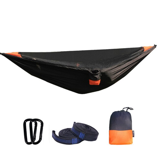 Hamaca ultraligera para exteriores con mosquitera, desmontable, para senderismo, viajes, Camping, tienda para 1-2 personas, para patio trasero: black