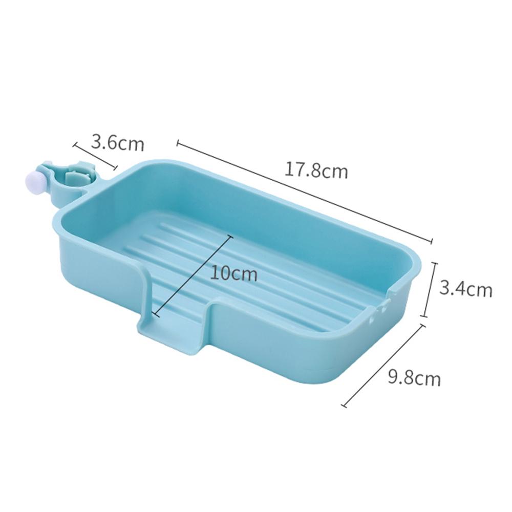 Stainless Steel Faucet Drain Hanging Rack faucet shelf sponge dish cloth finishing rack Bathroom Kitchen Sponge Organizer: Sky Blue D