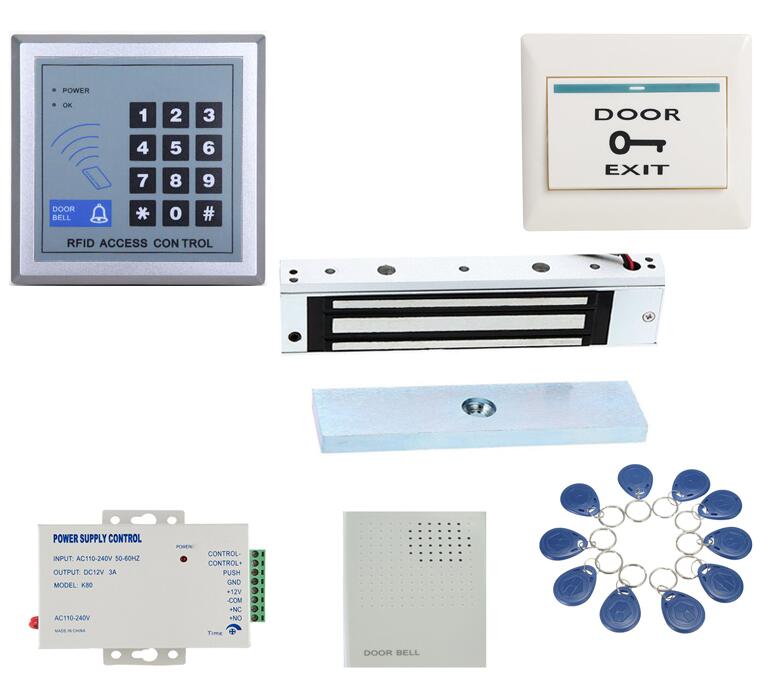 RFID door access control kit with 180kg door electric magnet lock +power supply+proximity keypad+keyfob+push button: ABS BUTTON KIT