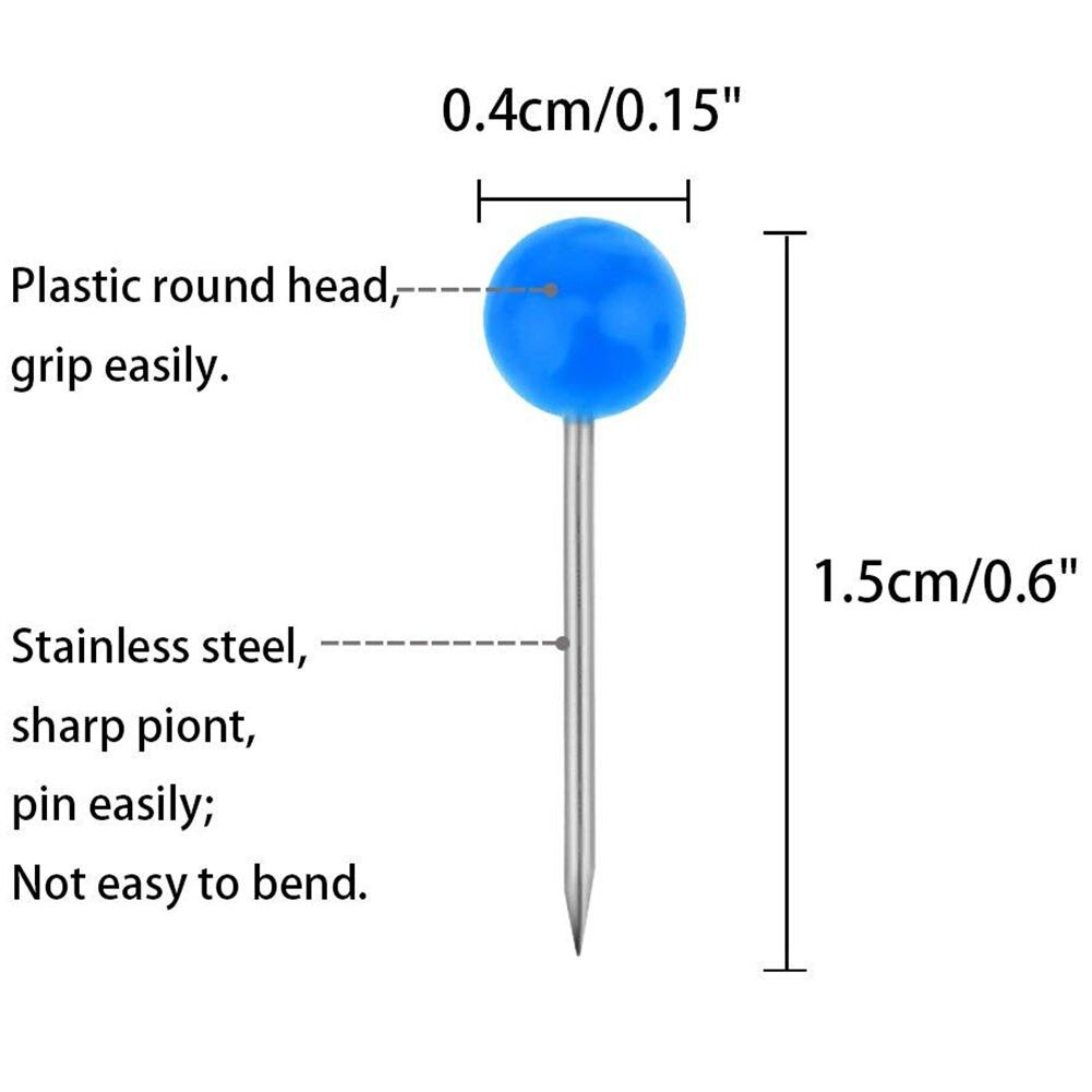 1000 Pieces 1/8 inch Map Push Pins Map Tacks with Plastic Round Heads and Steel Needle Points 10 Colors (Each Color 100 PCS)