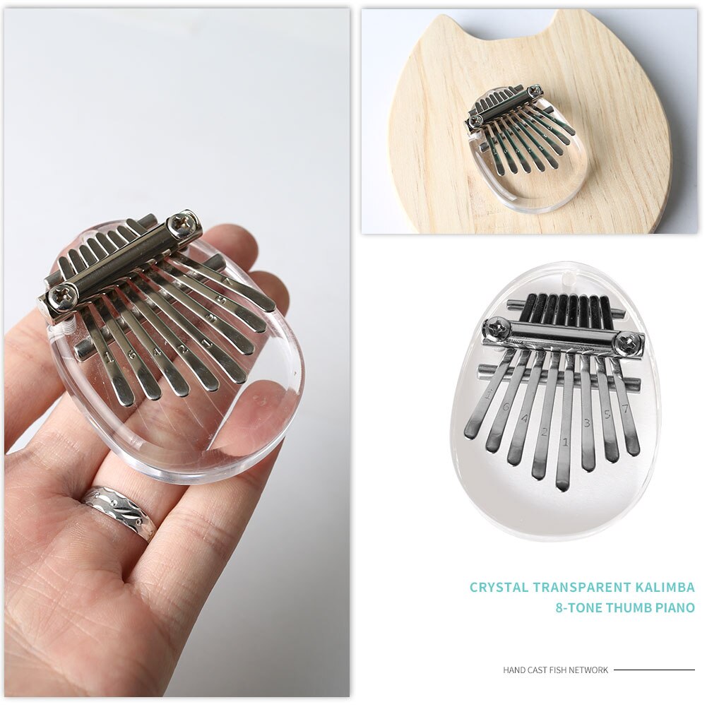 Instrumento Musical de africano Sanza Mbira, cristal claro, 8 teclas, Kalimba, Pulgar acrílico, Piano con escala