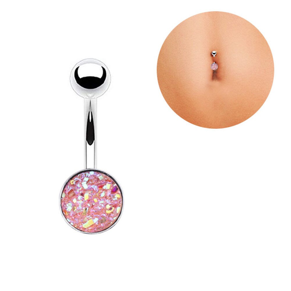 1 Piercings de acero cristal para el vientre, anillo de cuerpo redondo, joyería para el cuerpo, Piercing para el ombligo, Piercing Sexy para la oreja, pendiente de ombligo: Bañado en rodio de imitación