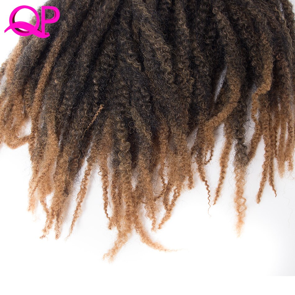 Qp hiukset 20 juuria virkatut hiukset 18 '' ombre himmeä väri afro kinky kihara punotus hiukset synteettiset pidennykset marley punokset