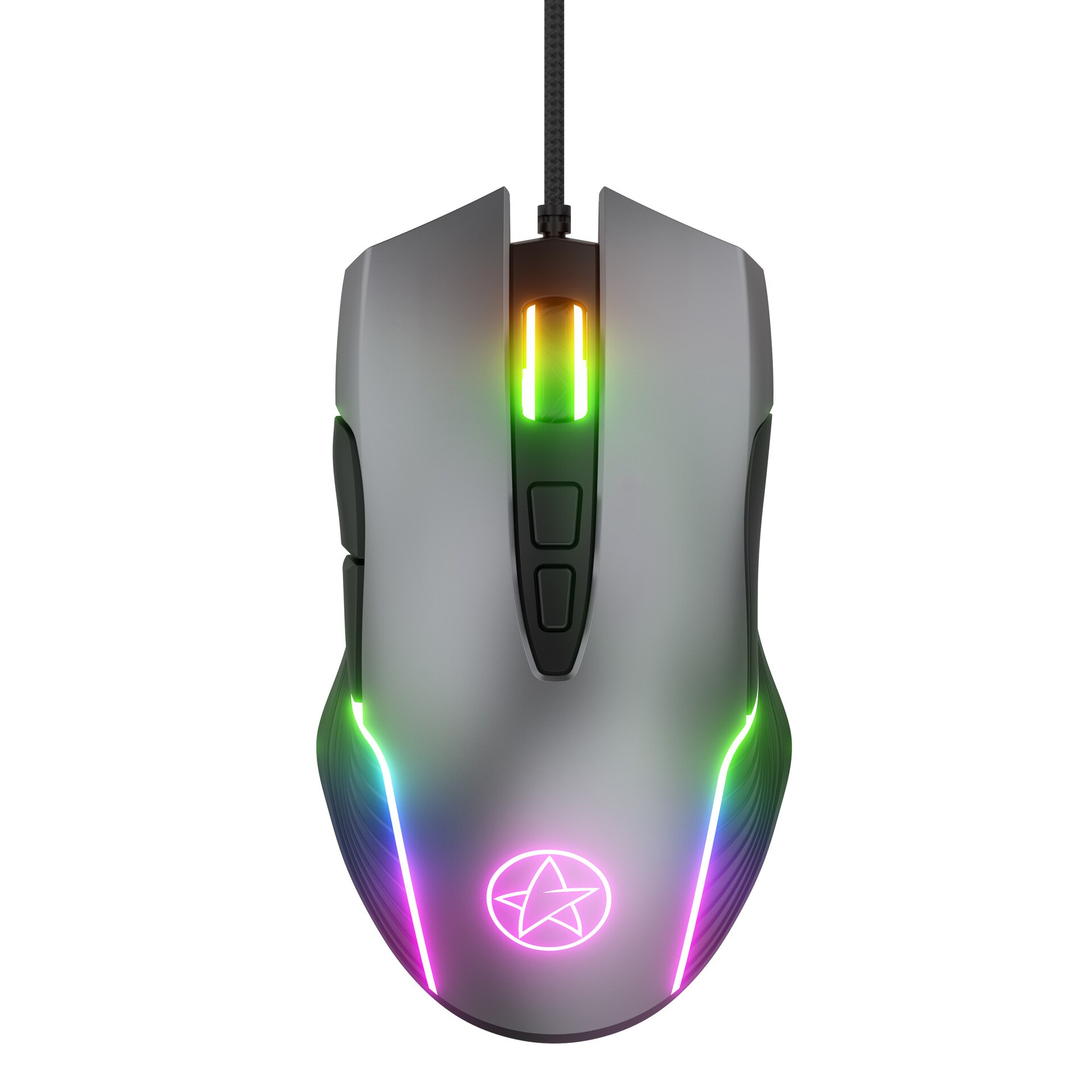 Wired Gamer Mouse 7 Buttons Lighting ABS Material Frosted Feel Optical 6400 DPI Mice Gaming Mouse For Computer Desktop Laptop PC: Gray