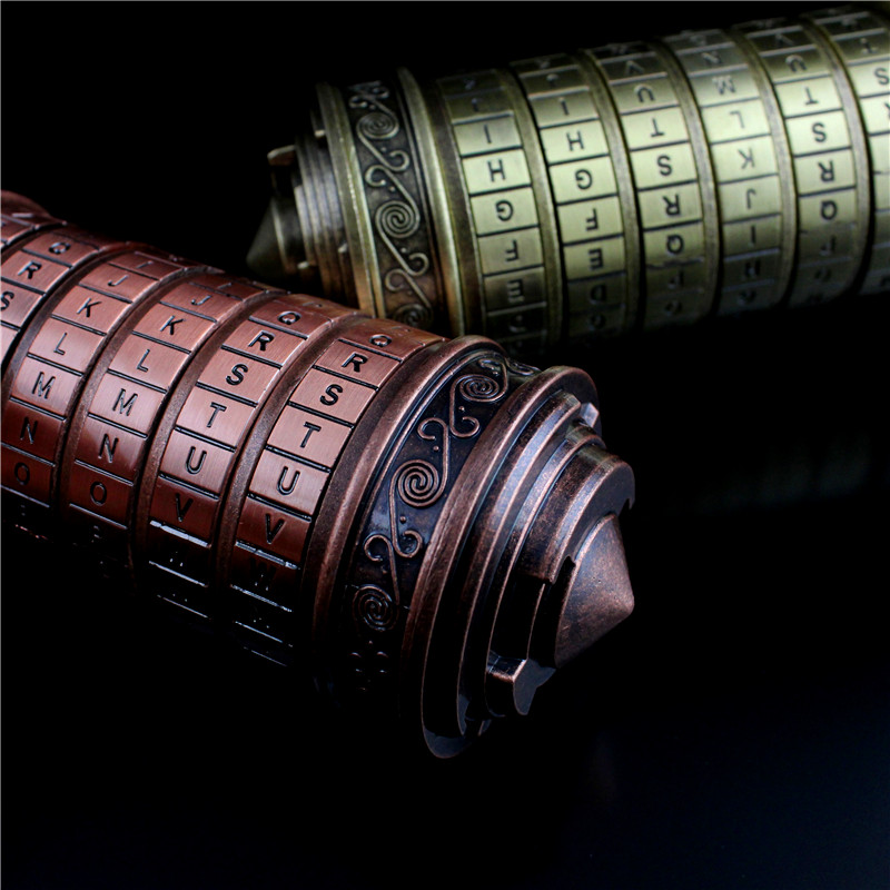 LeLeonardo DaVinci Code Lock Metal Bronze Criptex Locks Wedding Valentine's Day Letter Password Escape Chamber Props