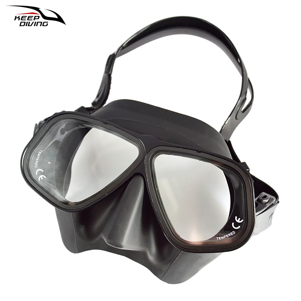 Gratis Duikbril Ultra Low Volume Snorkelen Bril Kleur Aluminium Frame Duikbril Voor Scuba Dive: Black