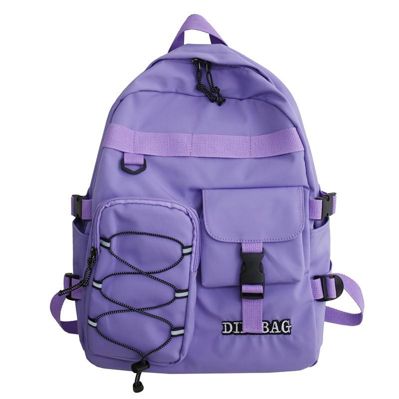 Nylon Rugzak Harajuku Vrouwen Rugzak Jeugd Schooltassen Student Tiener Meisje Tij Koele University Boek Tas: Purple