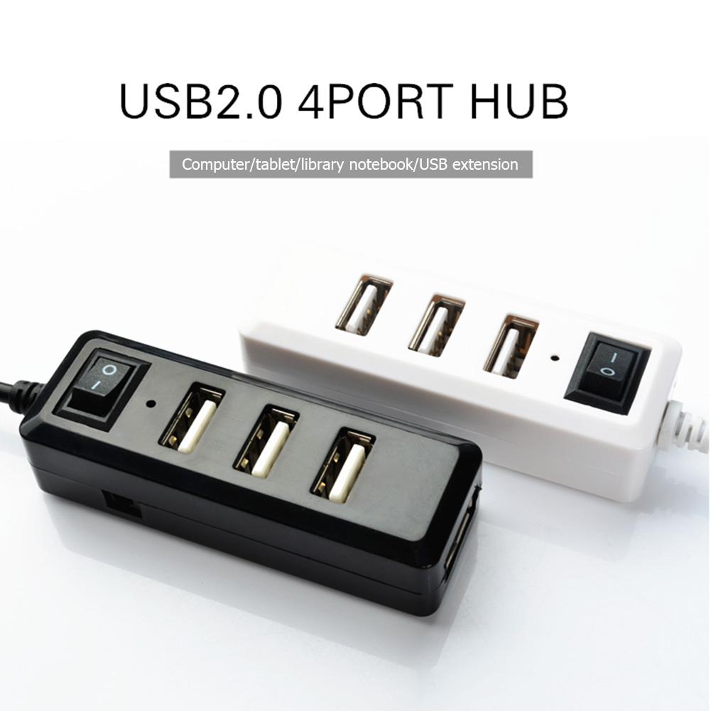4 Ports USB 2.0 HUB Computer Multi USB Extension Adapter Laptop Splitter with Switcher Simple and Easy Installation
