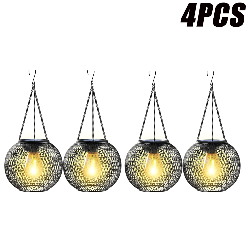 Udendørs solcellelamper hængende solcellelamper udendørs have metal hængelamper dekorativ belysning havelamper: Orange