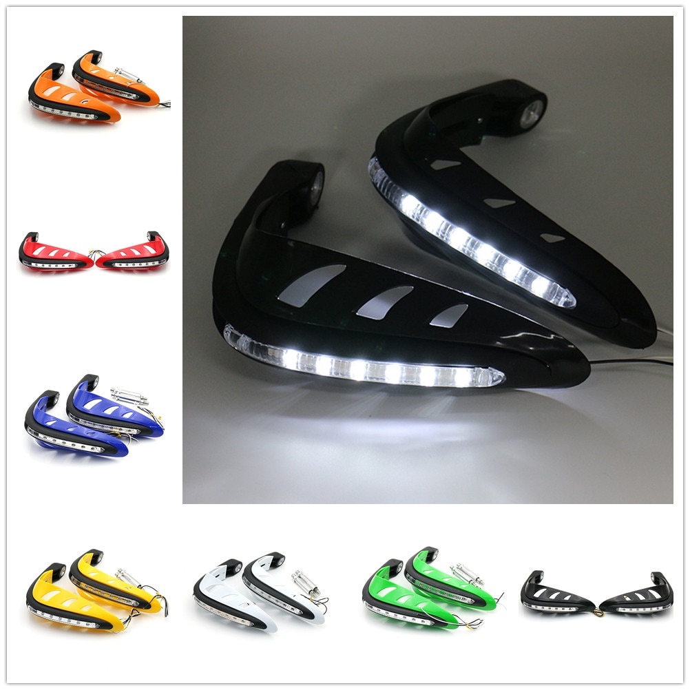 Protège-mains pour guidon de moto, 1 paire, protège-main avec lumière LED protège-mains, protège-mains, accessoires pour moteur universels