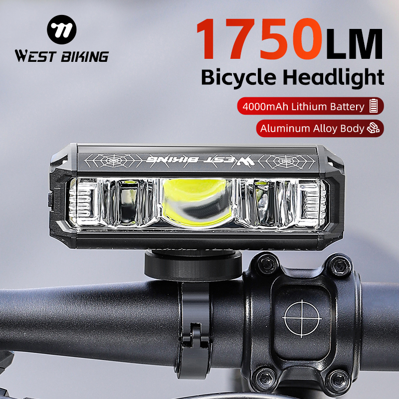 West Biking 1750 Lumen Hoge Helderheid Fiets Koplamp 4000Mah Waterdichte Fiets Licht Quick Release Cycling Grootlicht