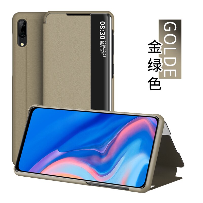 Anzeigen Smart Flip Fall Für Huawei P20 Lite P 20 P20Lite EML-L09 ANE-LX1 fundas Luxus original Magnetischen Halter Leder Telefon abdeckung: P20 Lite / Gold