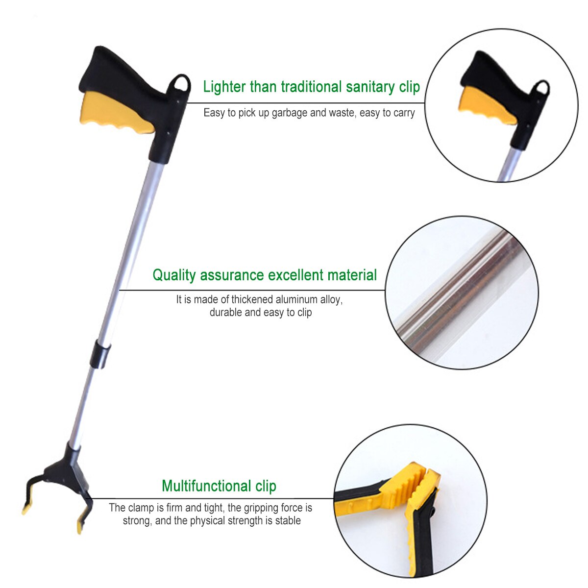 Foldable Garbage Pick Up Tool Grabber Reacher Stick Garbage Pliers Handle Portable Factory House Pickup Grabber Clamp Tools