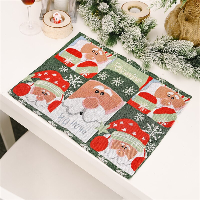 Adornos navidad juledekorasjon spisebord dekormatter julenissen elg tre placemat hjem dekor decoracion mesa jul: Julenissen